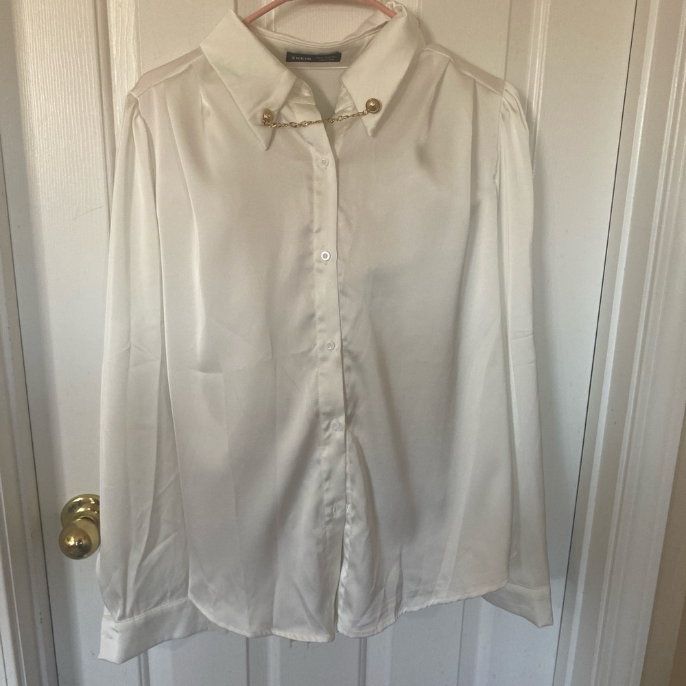 Elegant Cream Blouse with Gold Accents